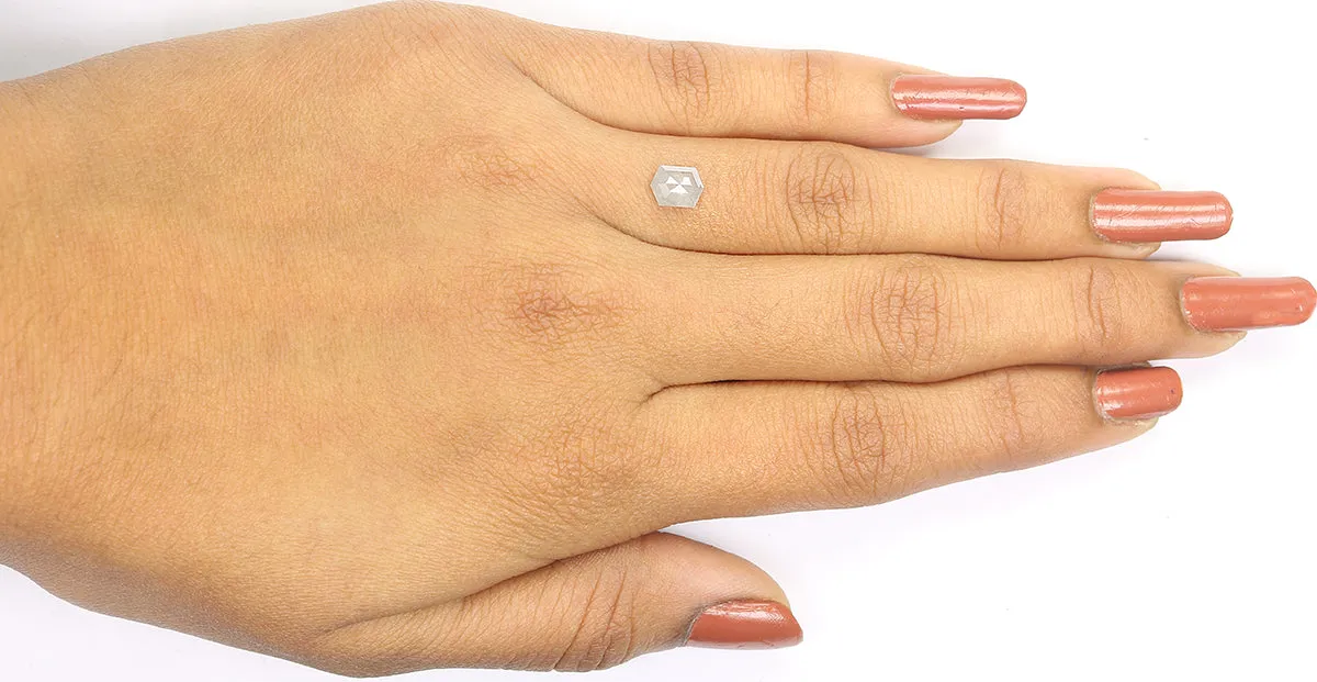 0.76 Ct Natural Loose Hexagon Shape Diamond Grey Hexagon Cut Diamond 6.50 MM Natural Loose Diamond Grey Hexagon Rose Cut Diamond