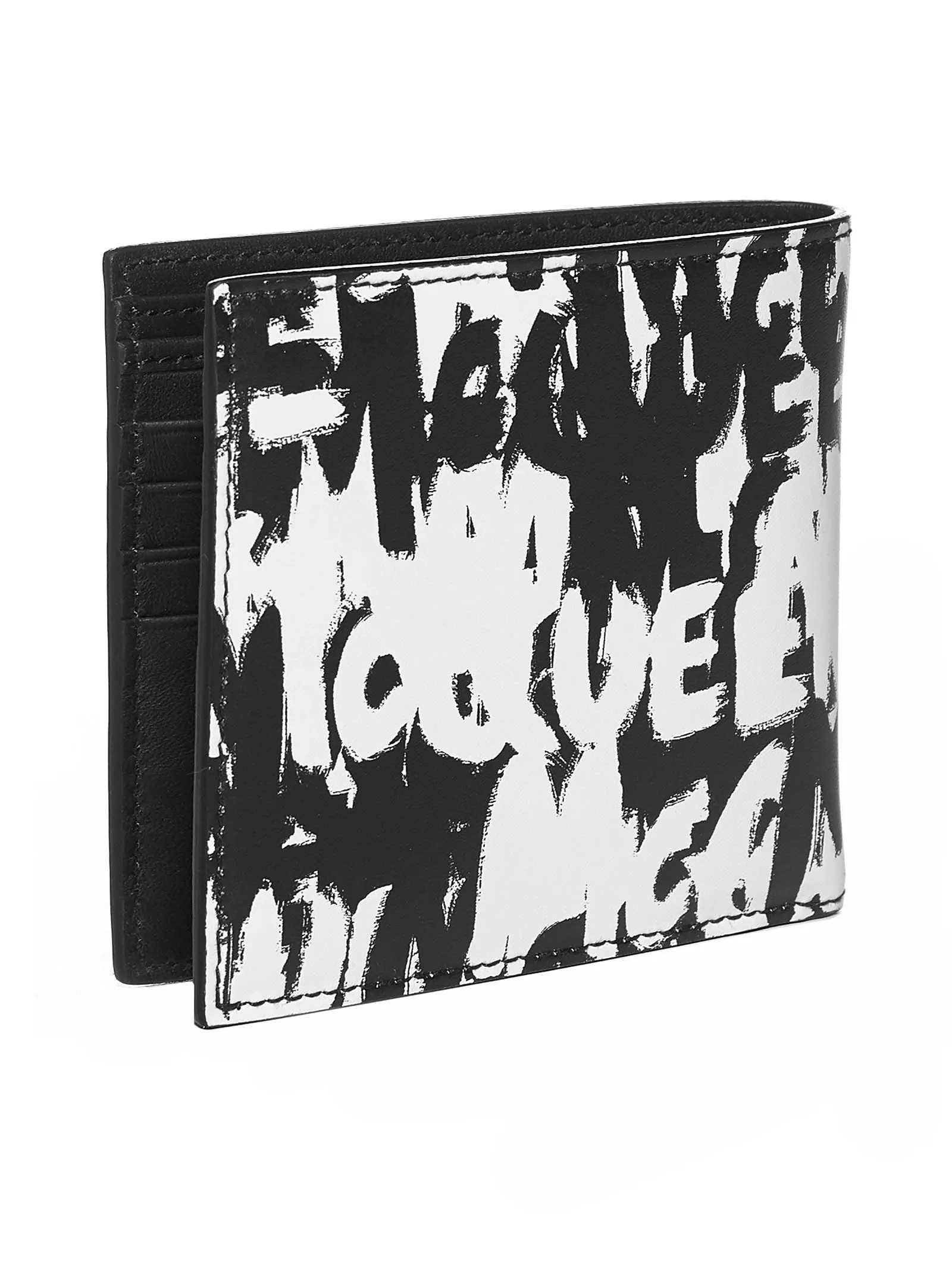 Alexander McQueen Bi-Fold Wallet with Graffiti Logo Print