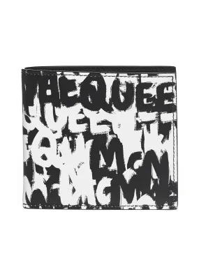 Alexander McQueen Bi-Fold Wallet with Graffiti Logo Print