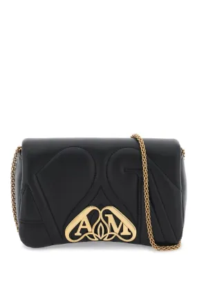 Black ALEXANDER MCQUEEN Mini Seal Nappa Leather Crossbody Handbag, Size 21x12x5.5 cm