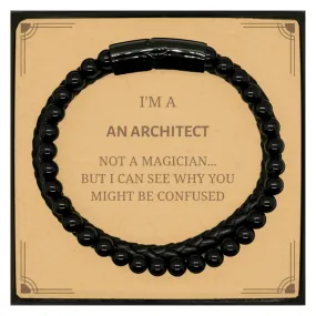 Architect Not Magician Stone Leather Bracelet