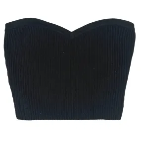 Aritzia Babaton Black Sculpt Knit Sweetheart Strapless Ribbed Tube Crop Top XXS