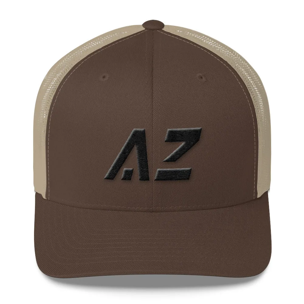 Arizona Mesh Back Trucker Cap with Black Embroidery - AZ