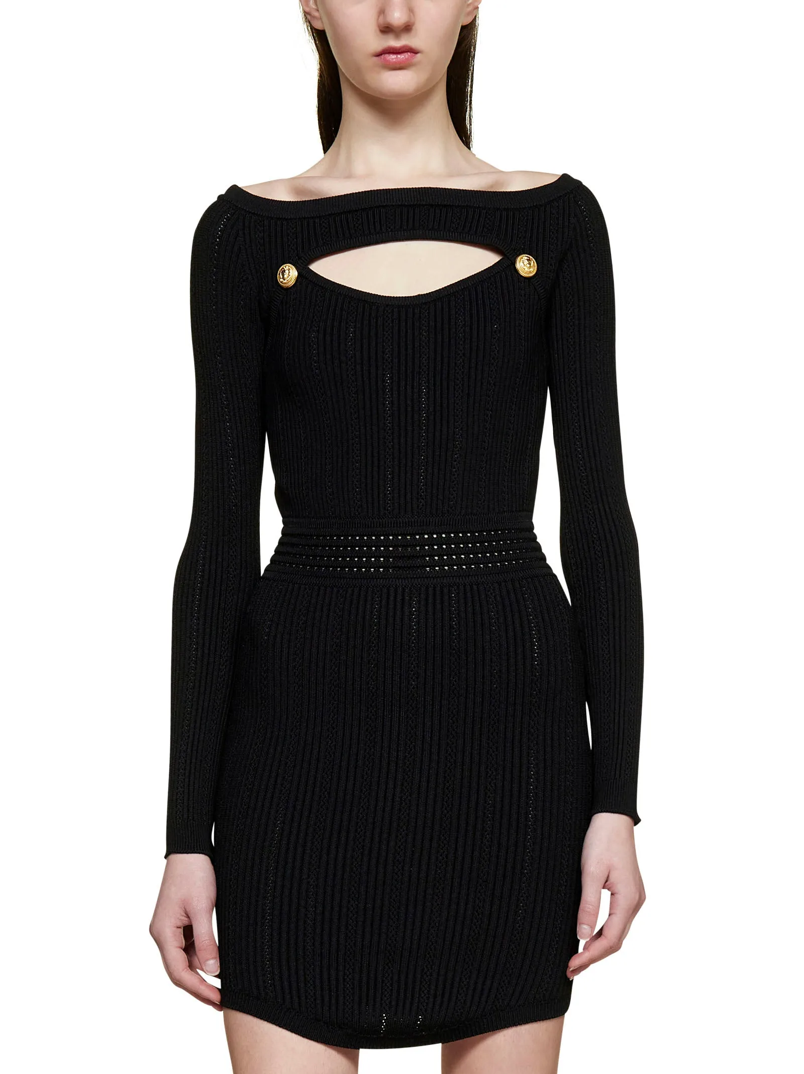 Cut-Out Knit Mini Dress by Balmain