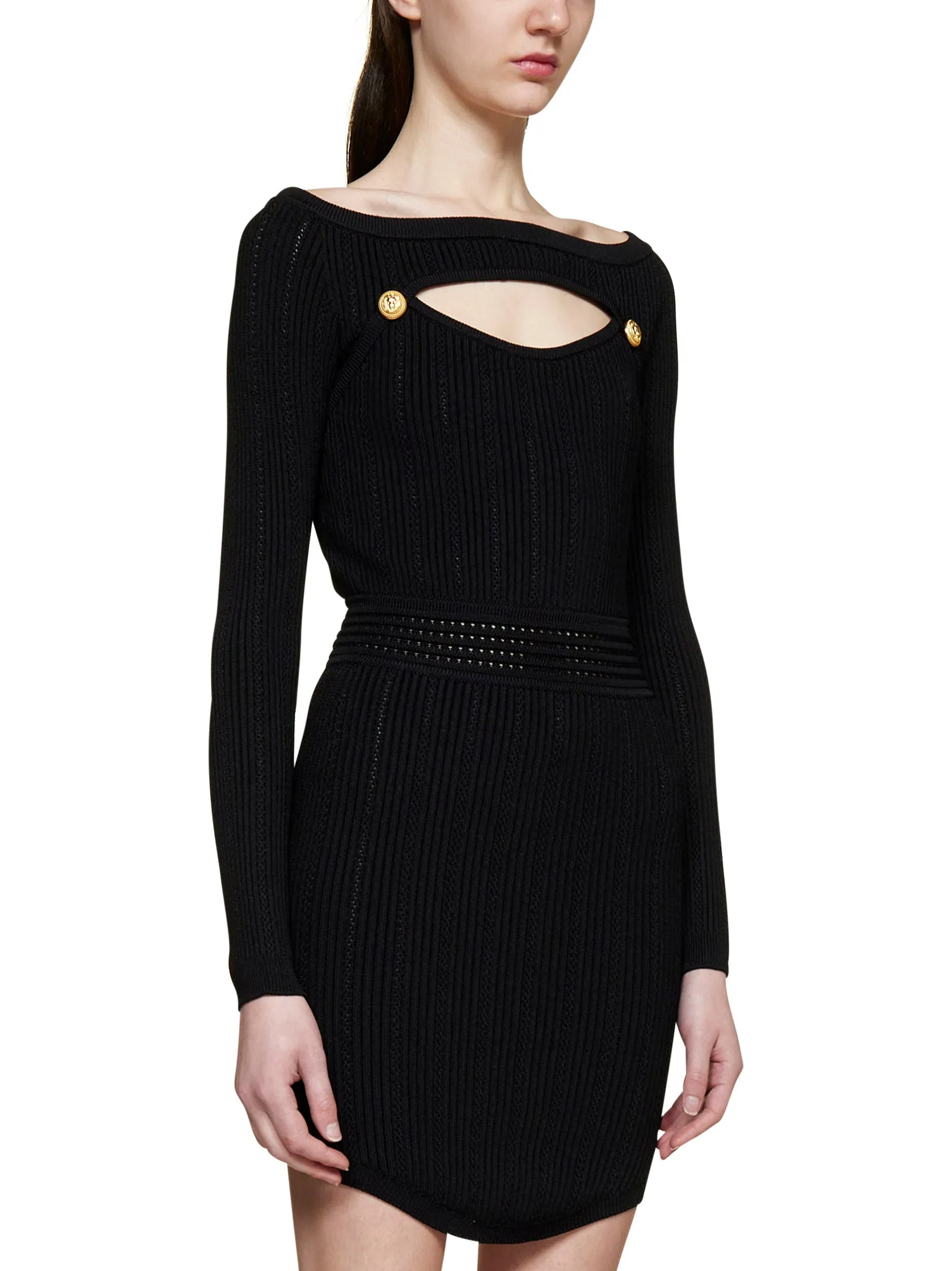 Cut-Out Knit Mini Dress by Balmain