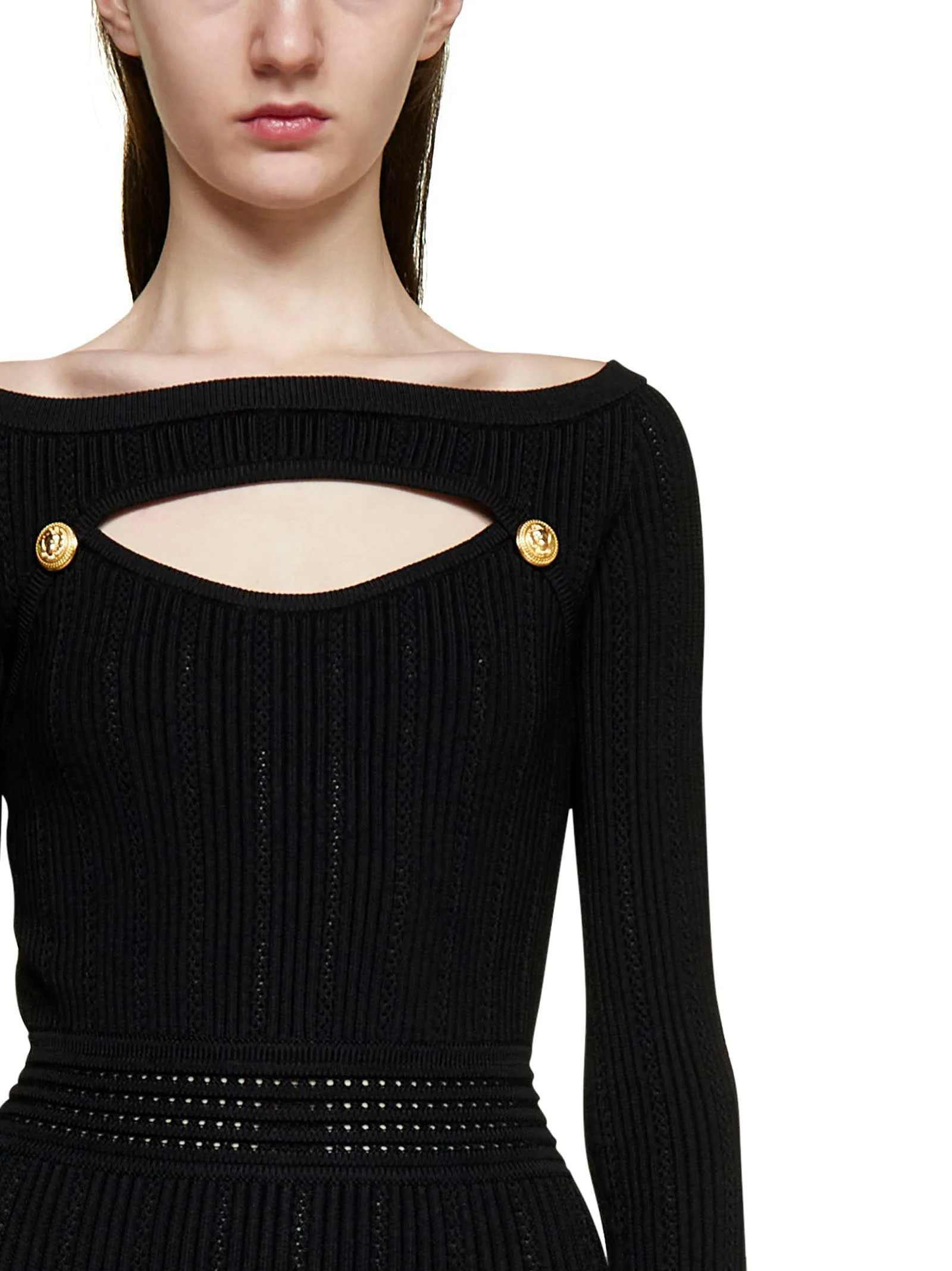 Cut-Out Knit Mini Dress by Balmain