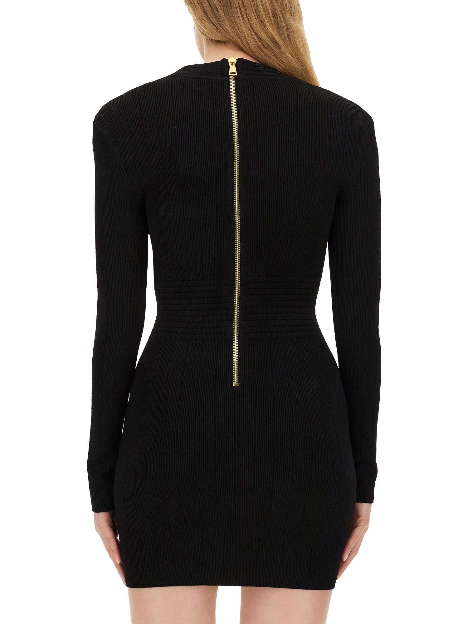 Balmain Viscose Knit Mini Dress Iconic Buttons