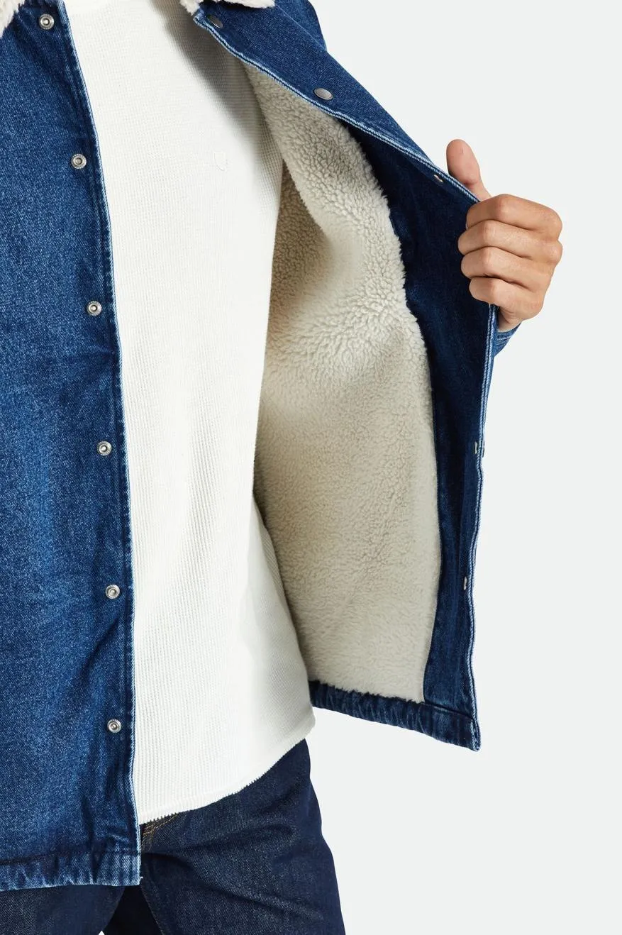 Sherpa Lined Coaches Jacket - Worn Indigo