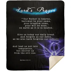 Premium Mink Sherpa Blanket with Lord's Prayer from Matthew 6:9-13 - Angel Design