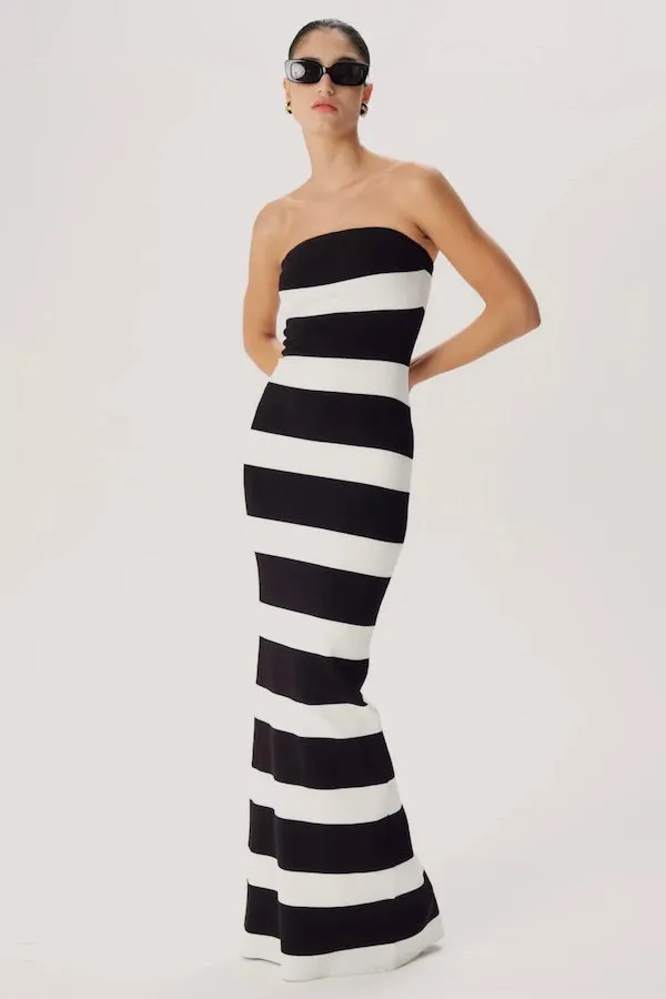 Black and White Stripe Knit Dress