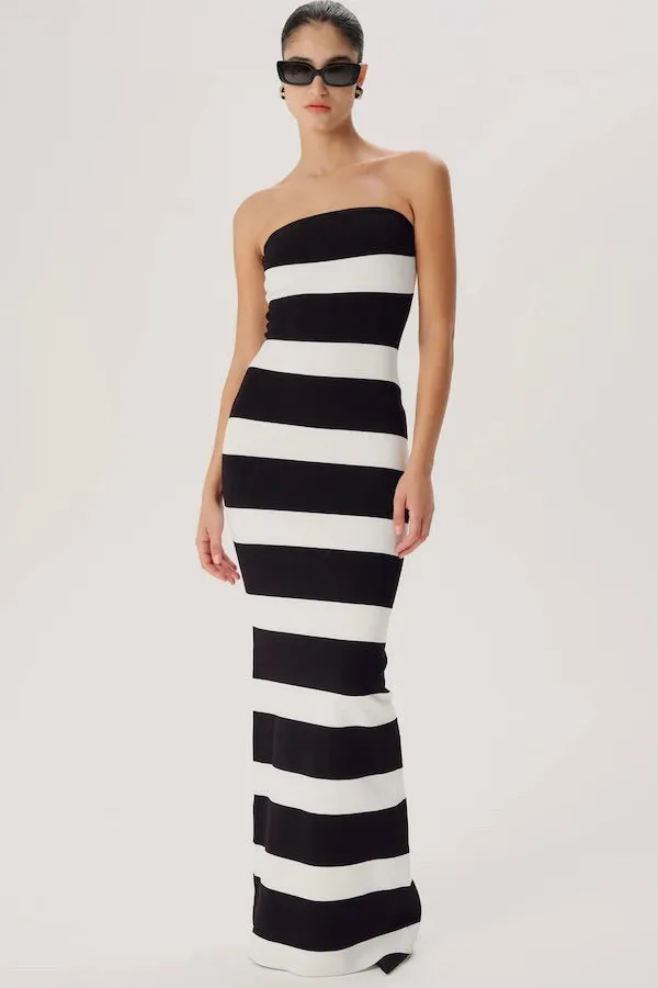 Black and White Stripe Knit Dress