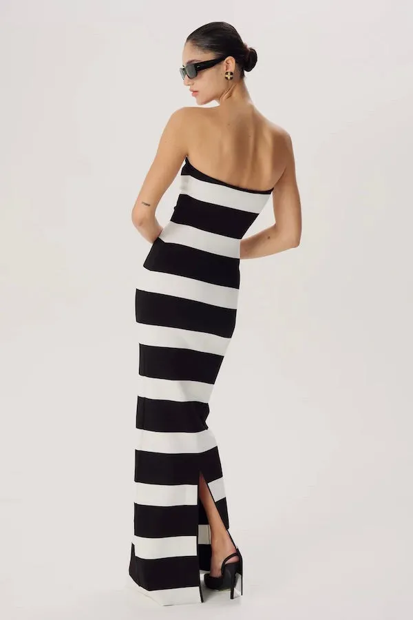 Black and White Stripe Knit Dress