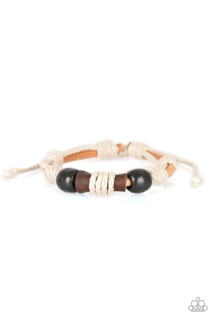 Back In The Backwoods Black Earthy Wooden Beads Leather Bracelet