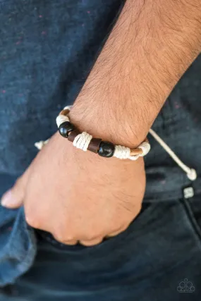 Back In The Backwoods Black Earthy Wooden Beads Leather Bracelet