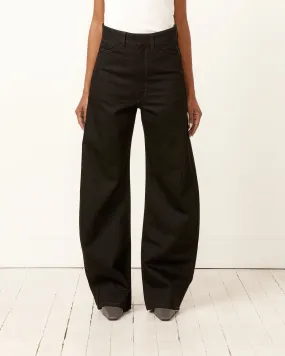 Black High Rise Curved Pants