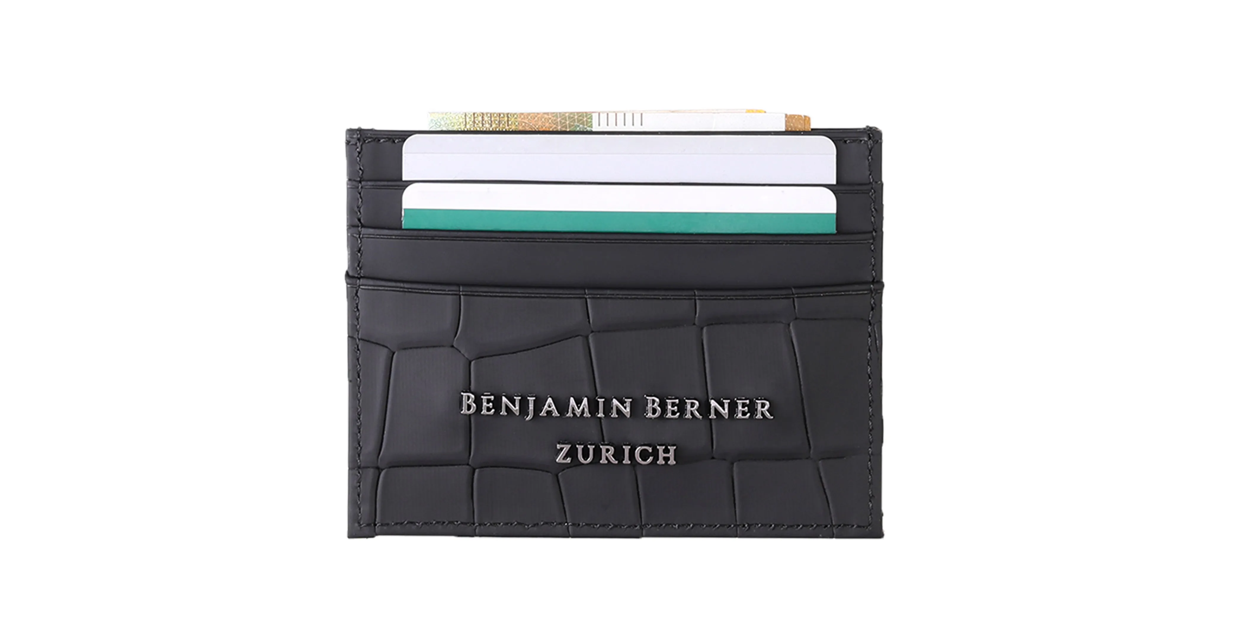 Black Matt Crocodile Calfskin BNJ Cardholder