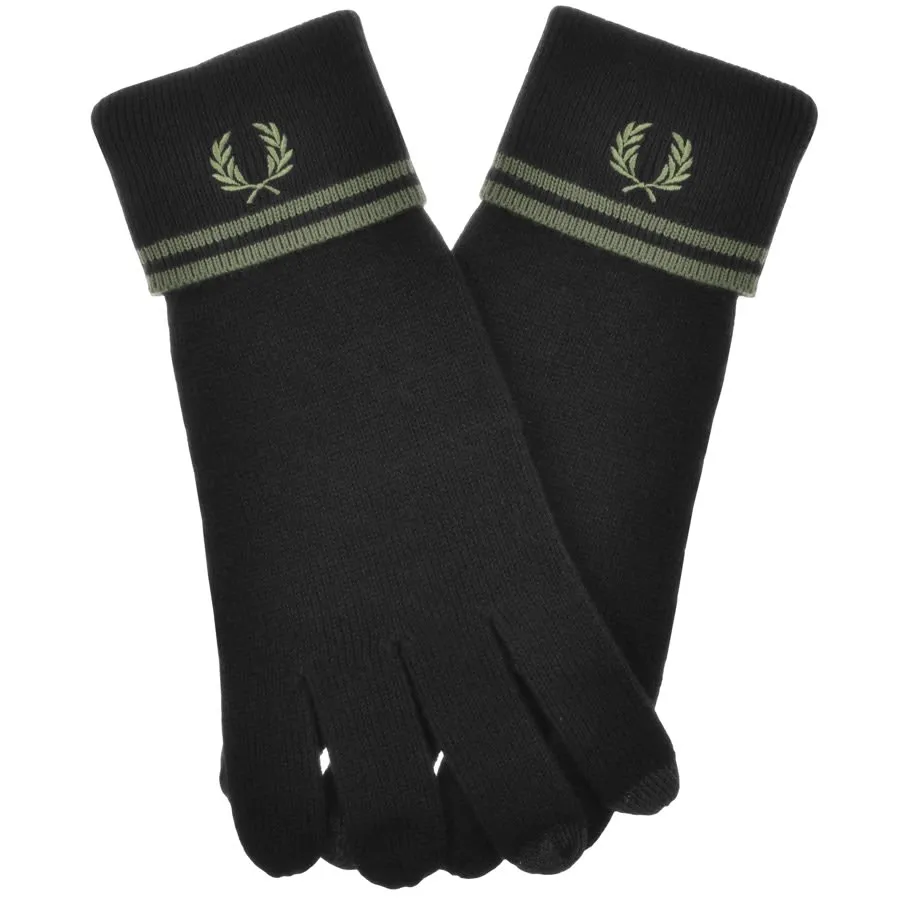 Black Merino Wool Gloves by Fred Perry