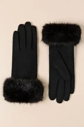 Black Wool Mittens