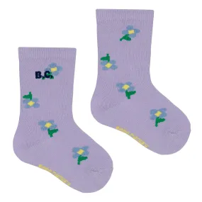 Baby Pansy Flower All Over Socks Lavender Purple