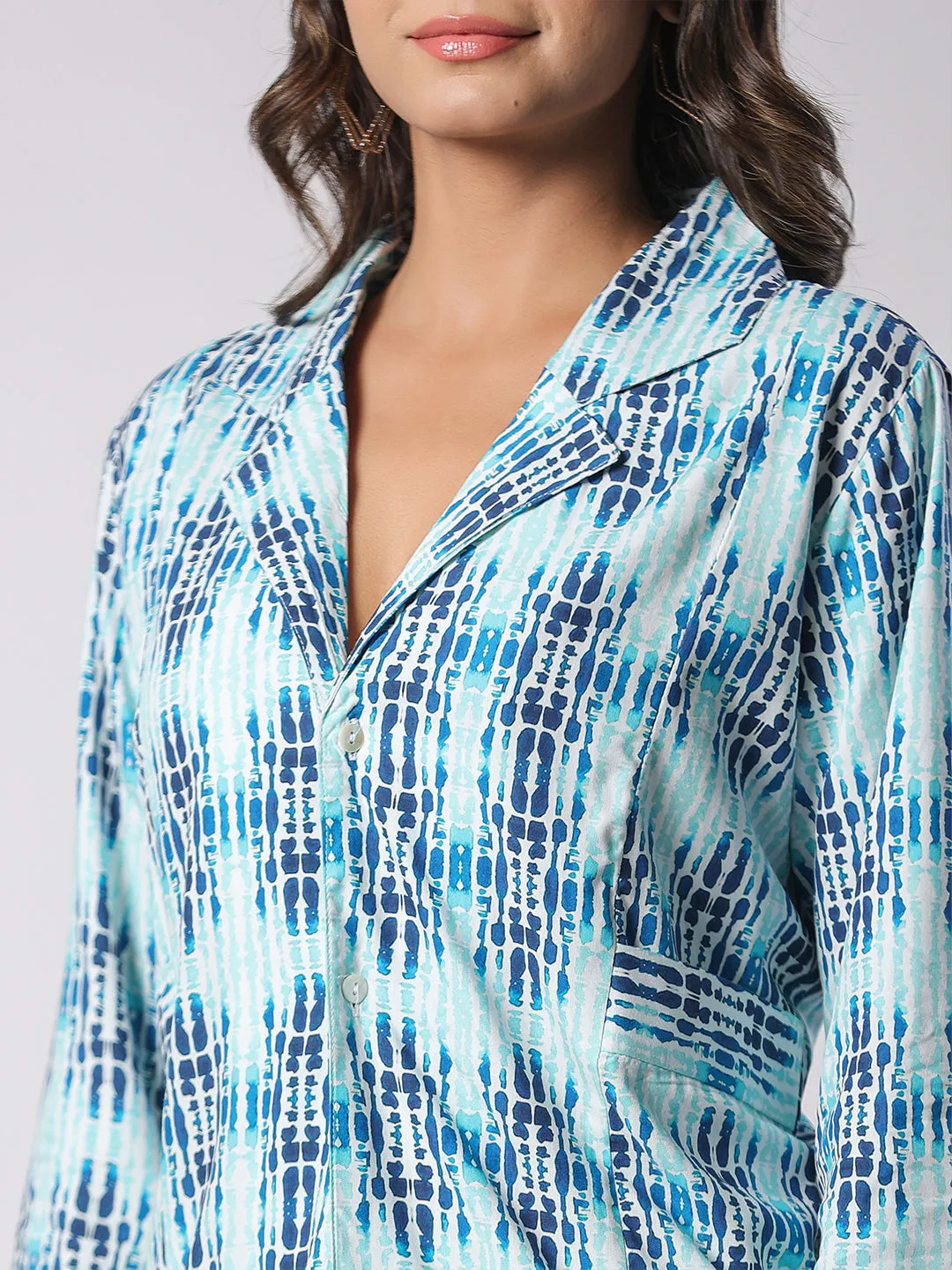 Blue Exotic Shibori Printed Modal Co-ord Set For Women