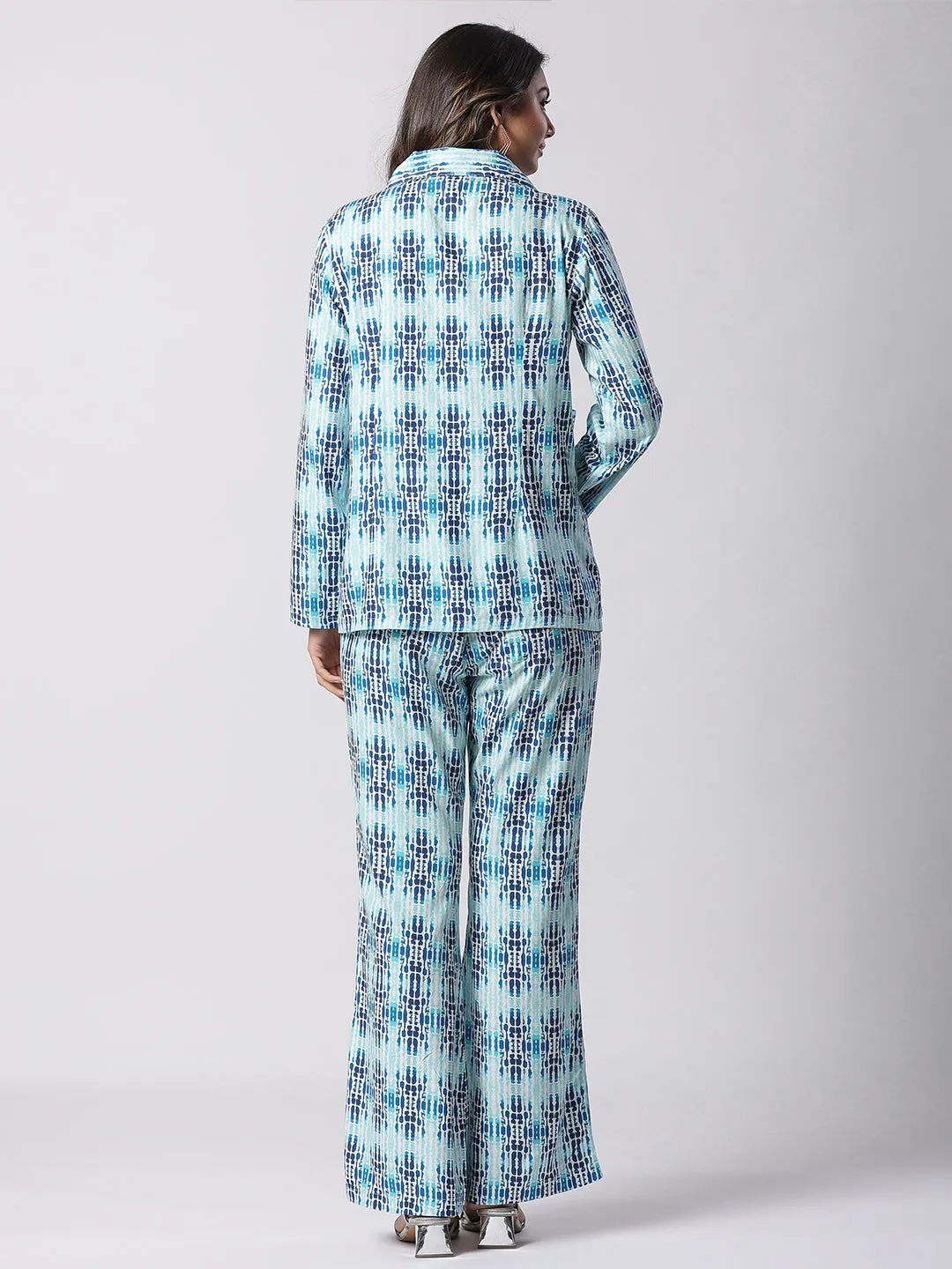 Blue Exotic Shibori Printed Modal Co-ord Set For Women