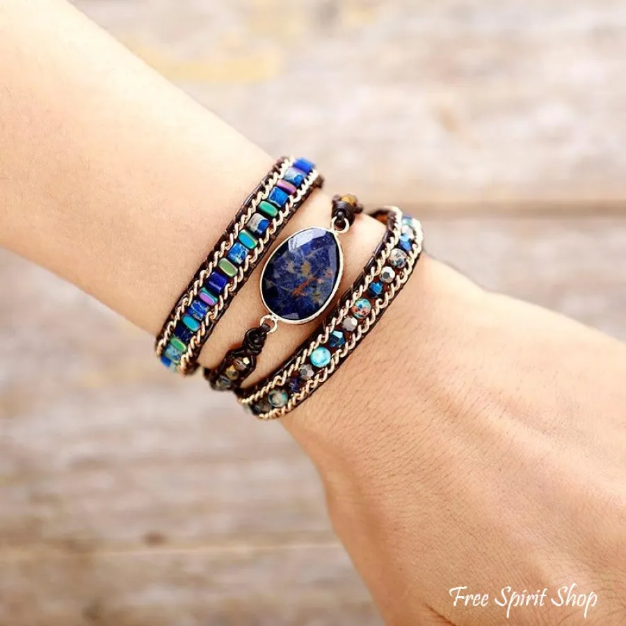 Natural Blue Sodalite & Jasper Bracelet