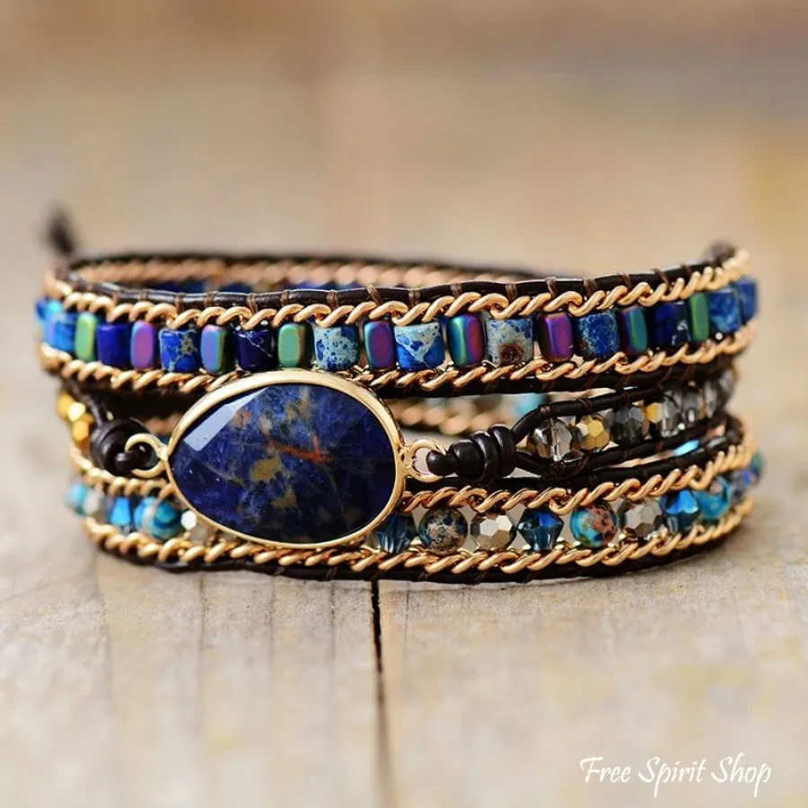 Natural Blue Sodalite & Jasper Bracelet