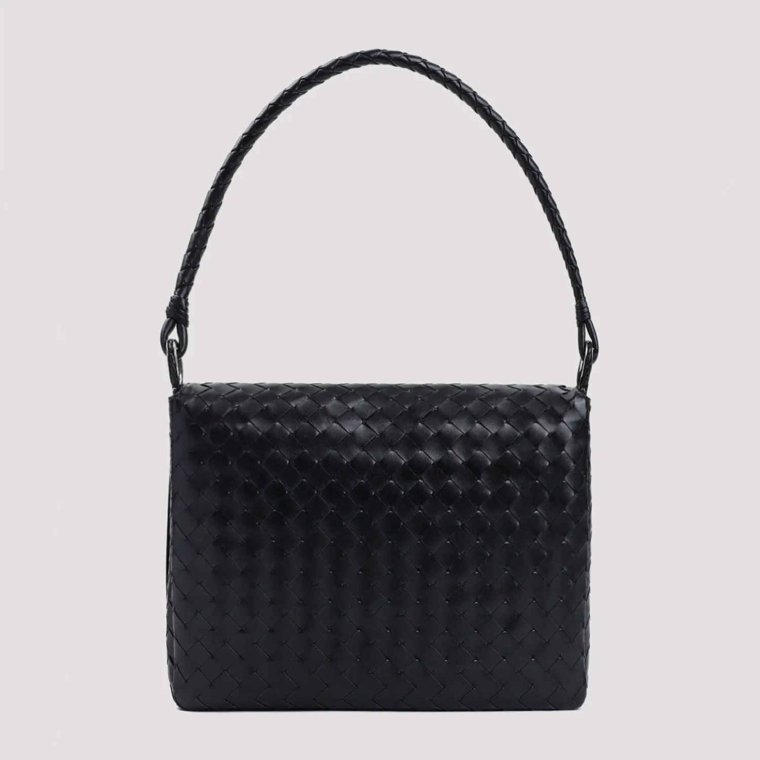 BOTTEGA VENETA Intrecciato Avenue Black Leather Crossbody Handbag, Size 35x24x7cm