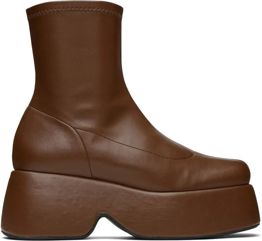 Brown Faux-Leather Boots