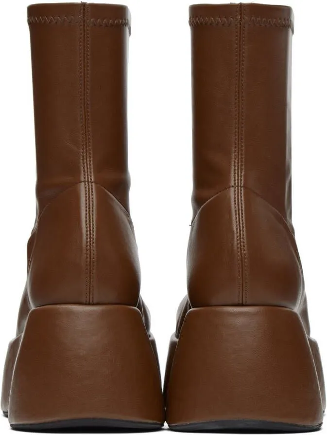 Brown Faux-Leather Boots