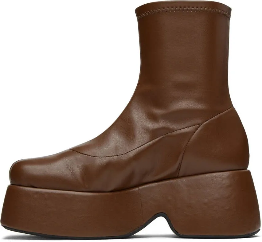 Brown Faux-Leather Boots