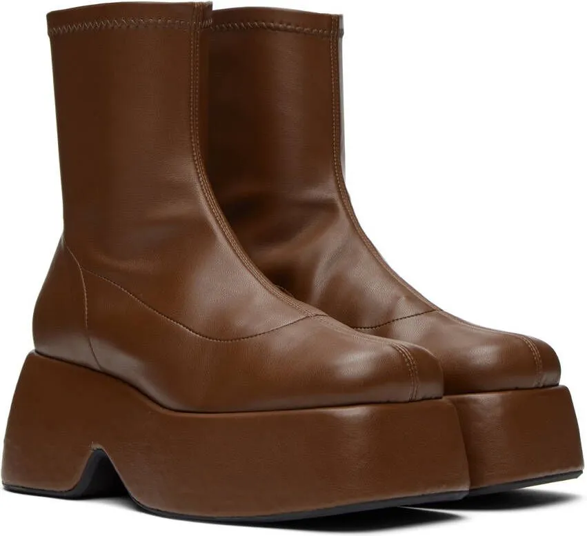 Brown Faux-Leather Boots