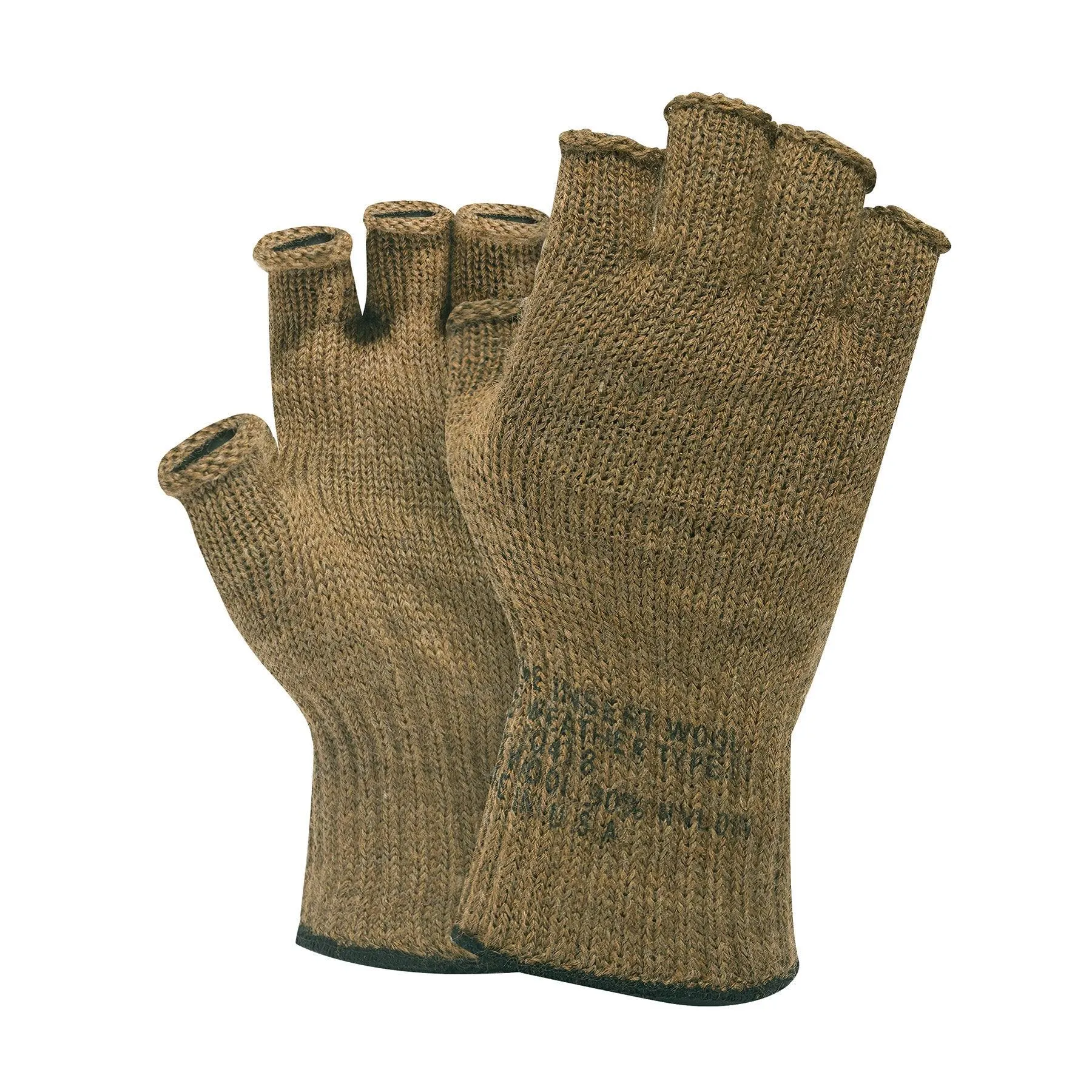 Brown Wool Fingerless Gloves