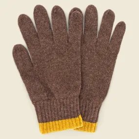 Brown/Cumin Wool Knit Gloves