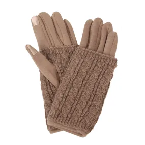 Cable Knit Gloves in Taupe by Elegance Essence