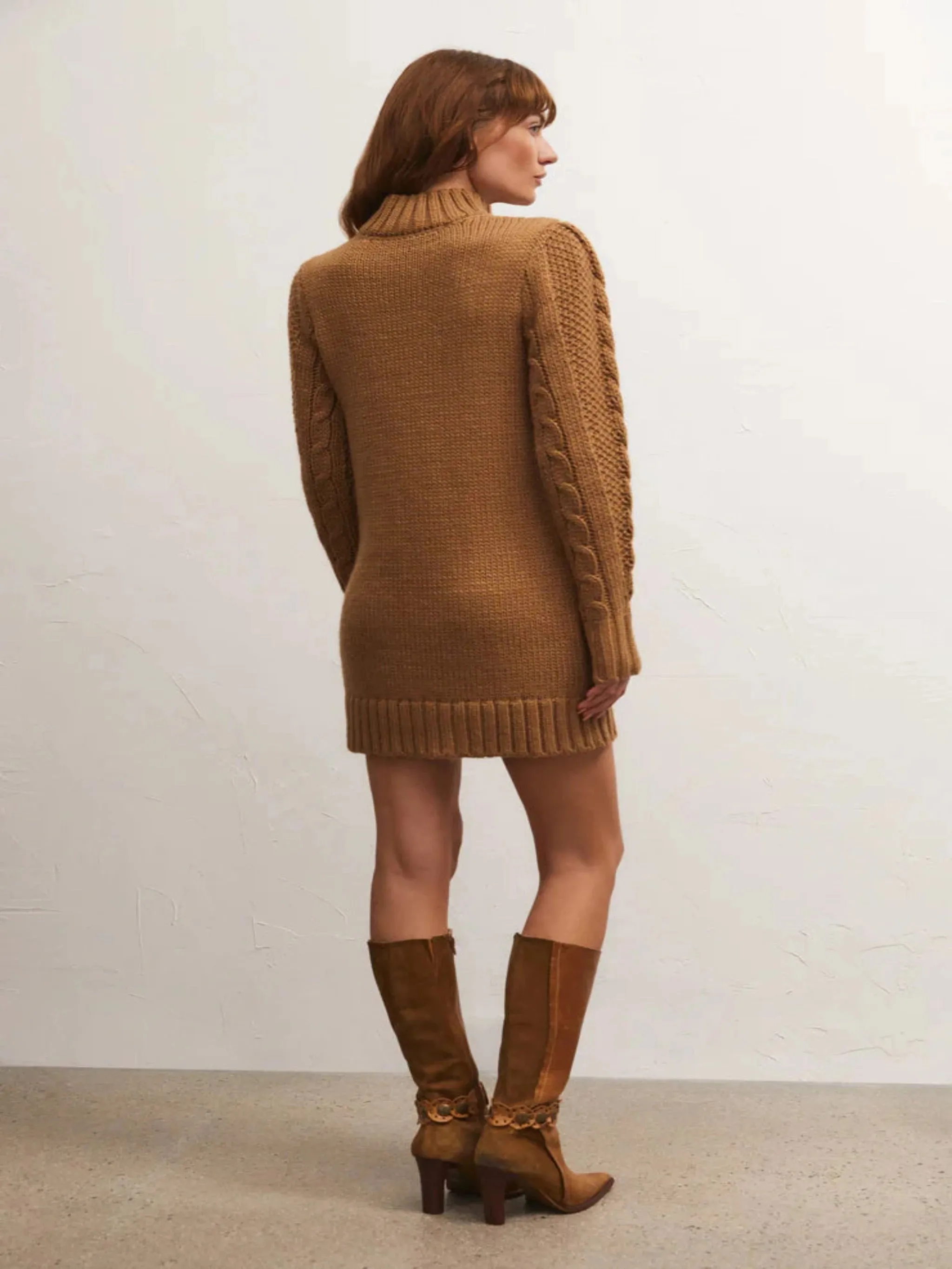 Camel Sage Cable Knit Sweater Dress by Z Supply