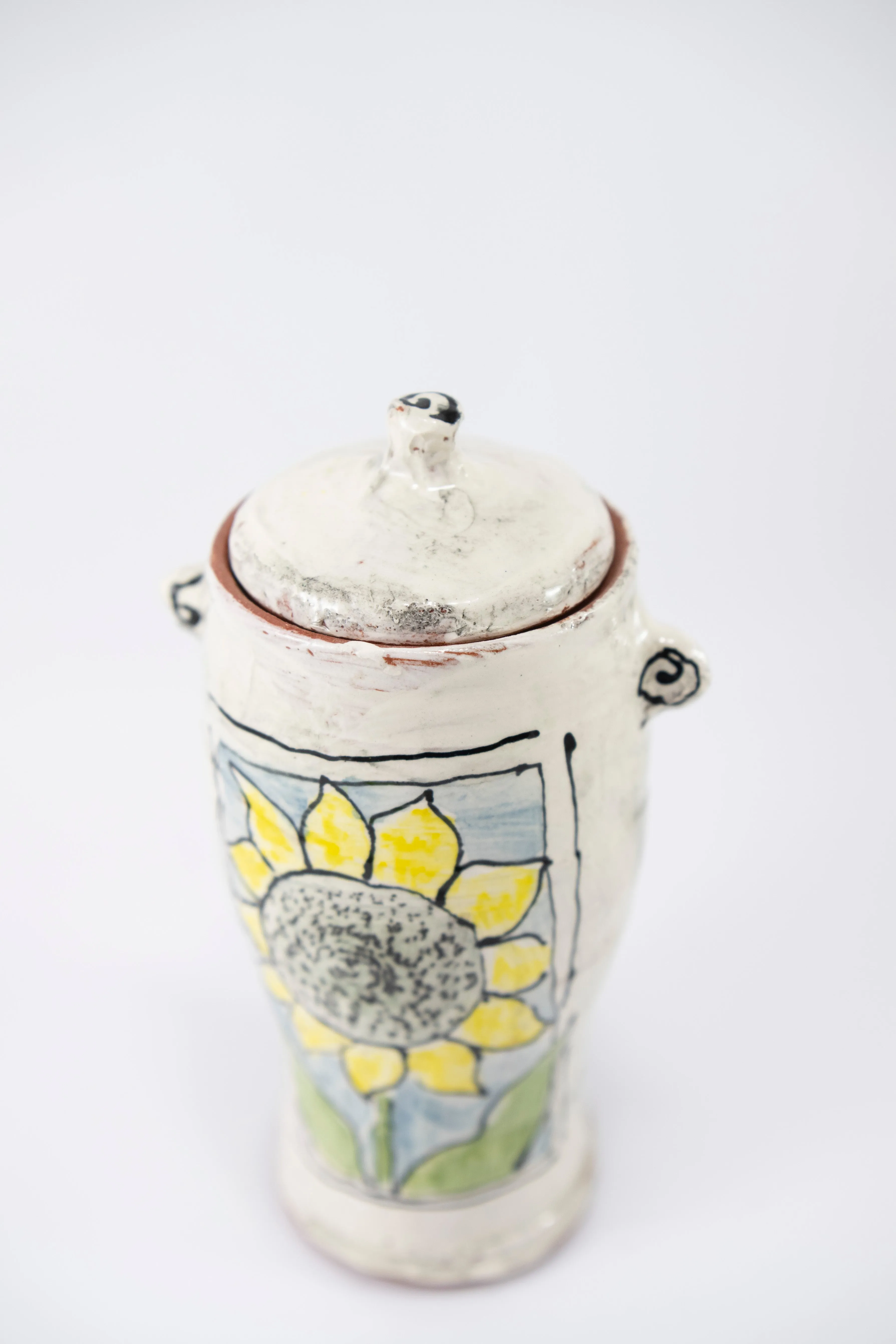 Sunflower Black Center Covered Jar