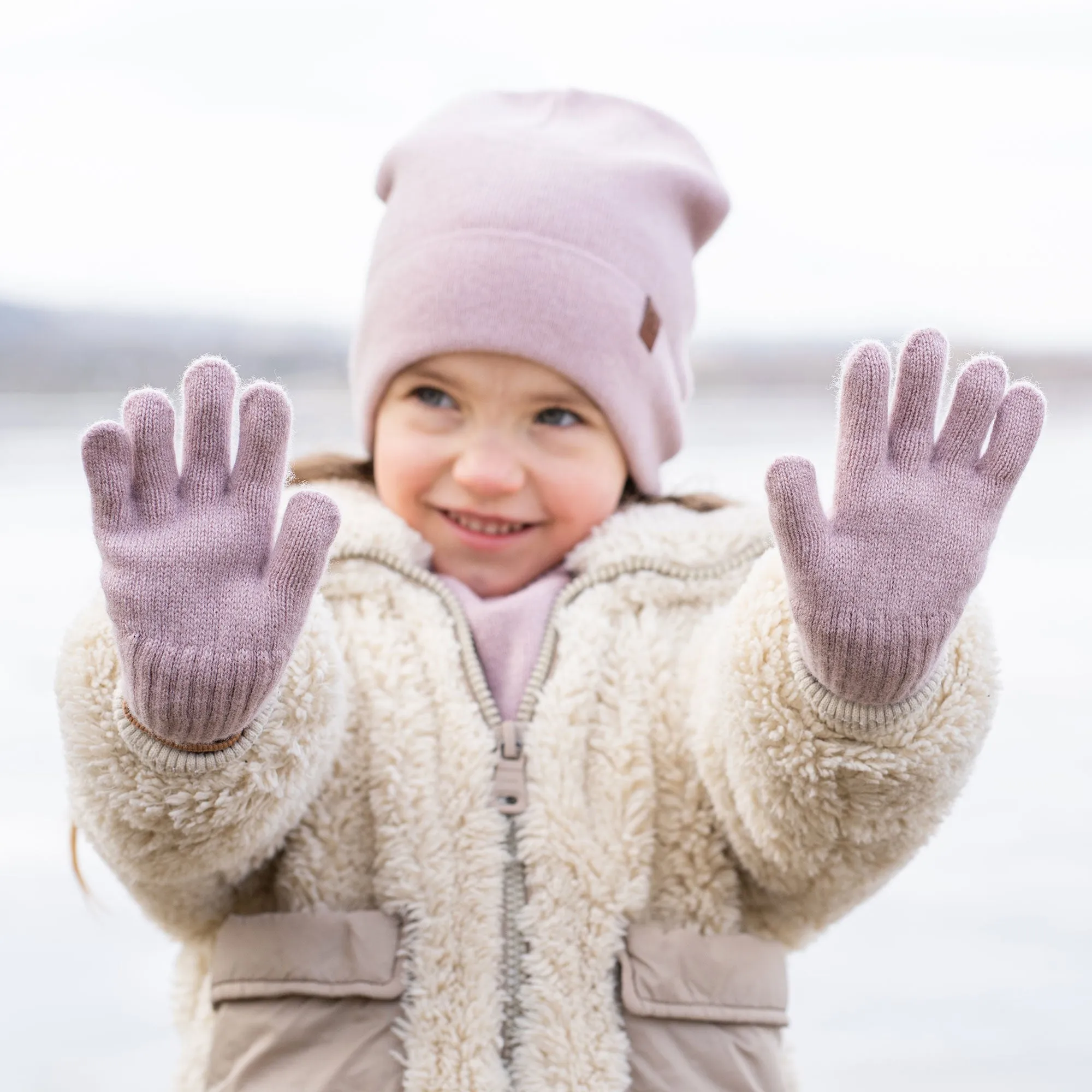 Cashmere Blend Knit Gloves for Kids