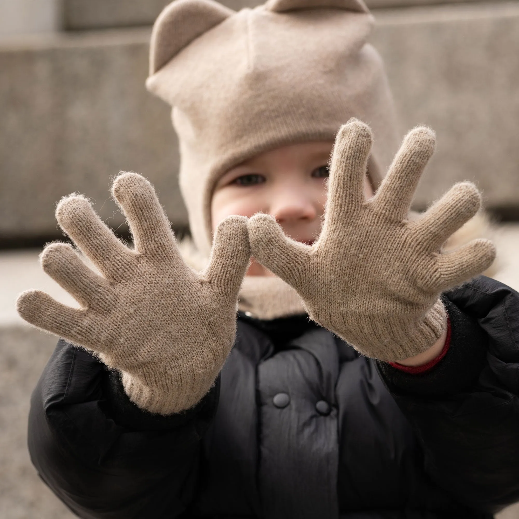 Cashmere Blend Knit Gloves for Kids