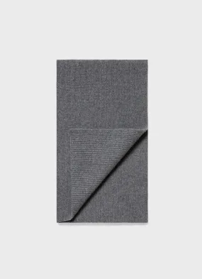 Grey Melange Cashmere Ribbed Scarf