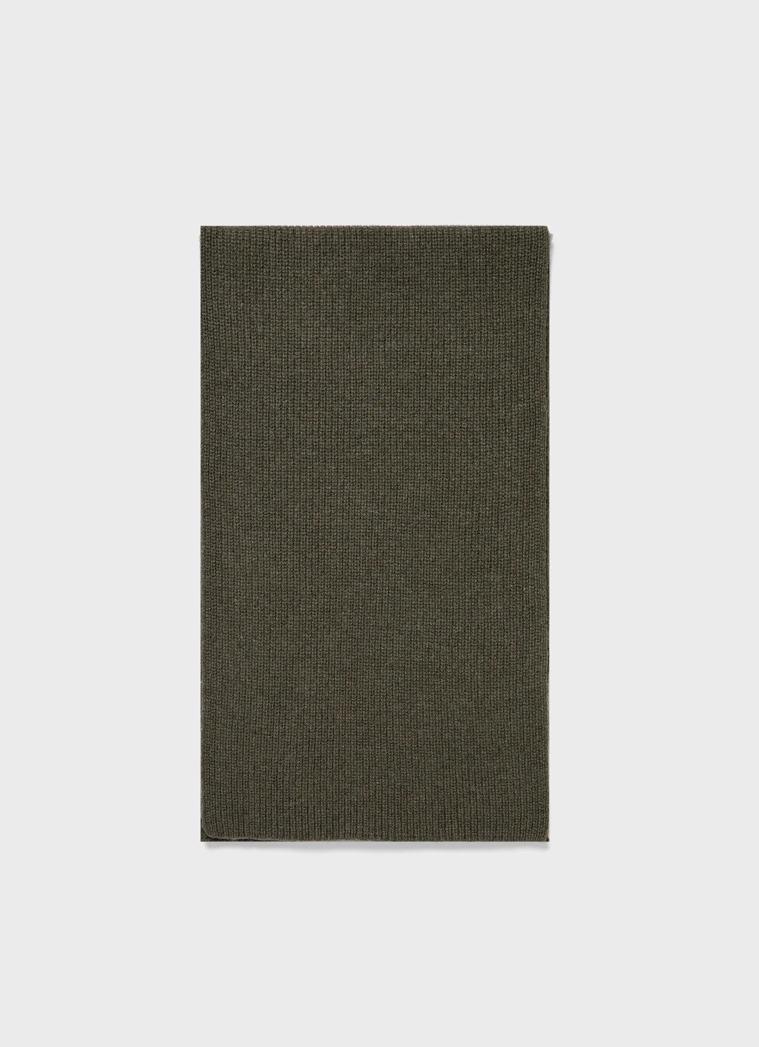 Cashmere Ribbed Scarf Khaki