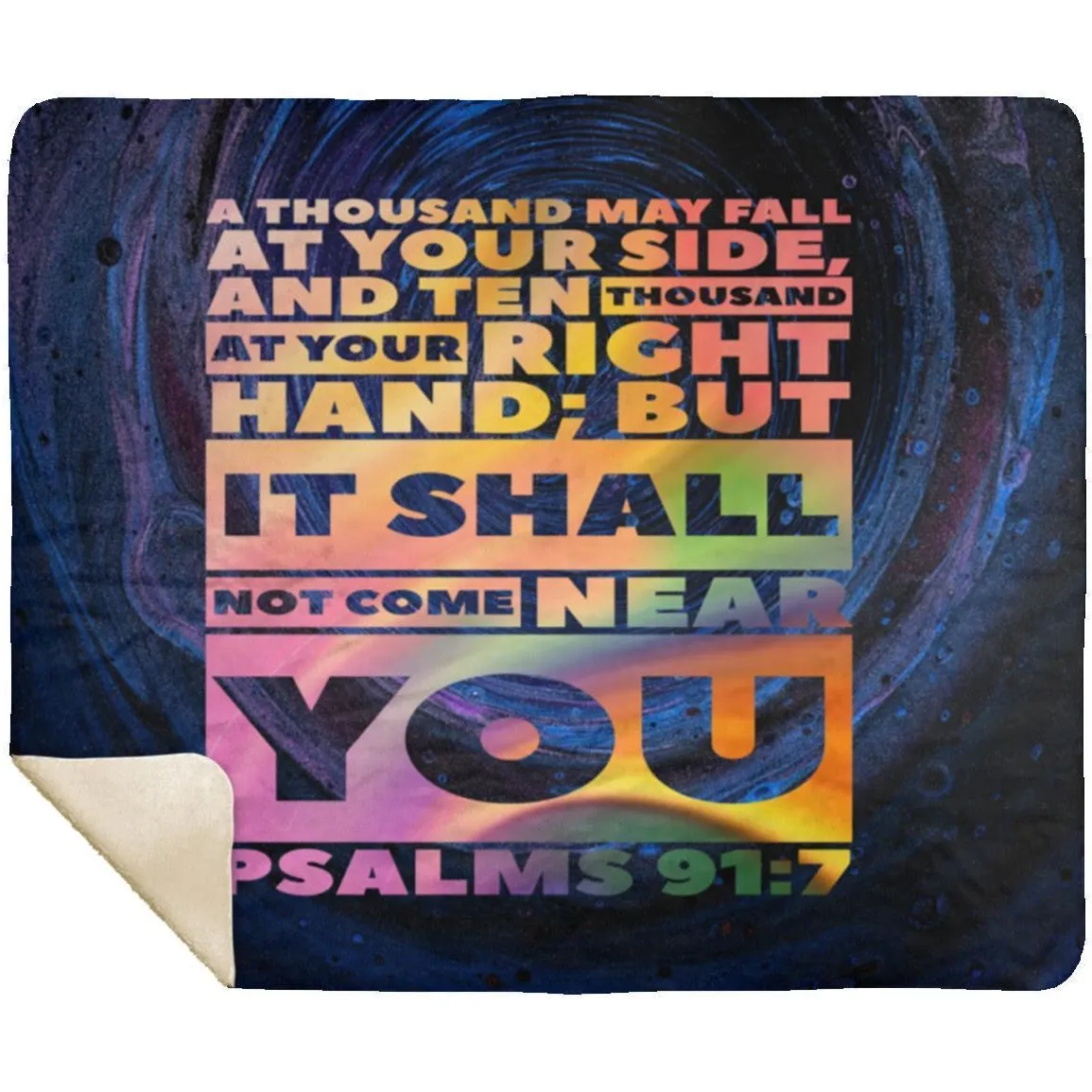 Premium Mink Sherpa Blanket with Psalm 91:7 Quote - Design 1