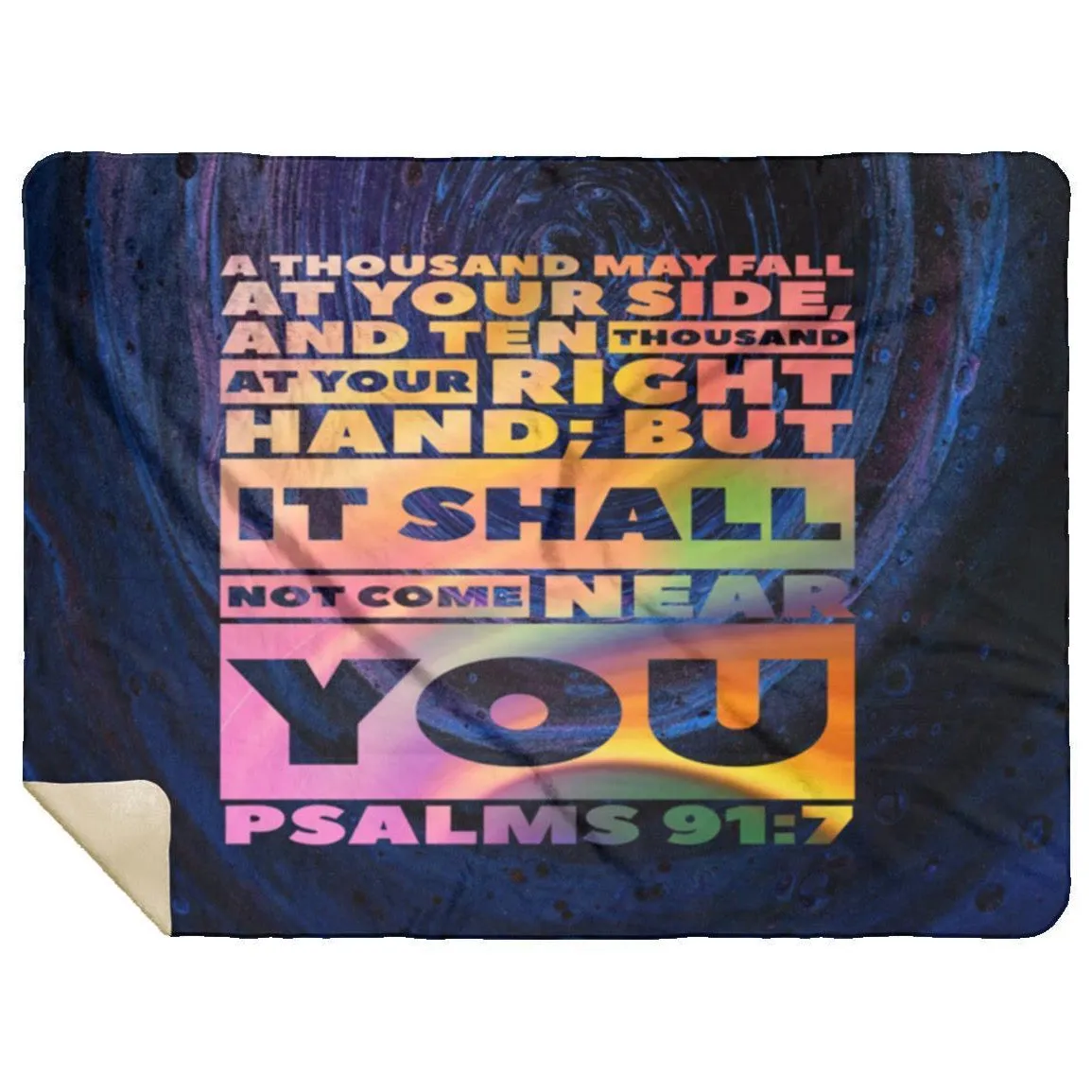 Premium Mink Sherpa Blanket with Psalm 91:7 Quote - Design 1