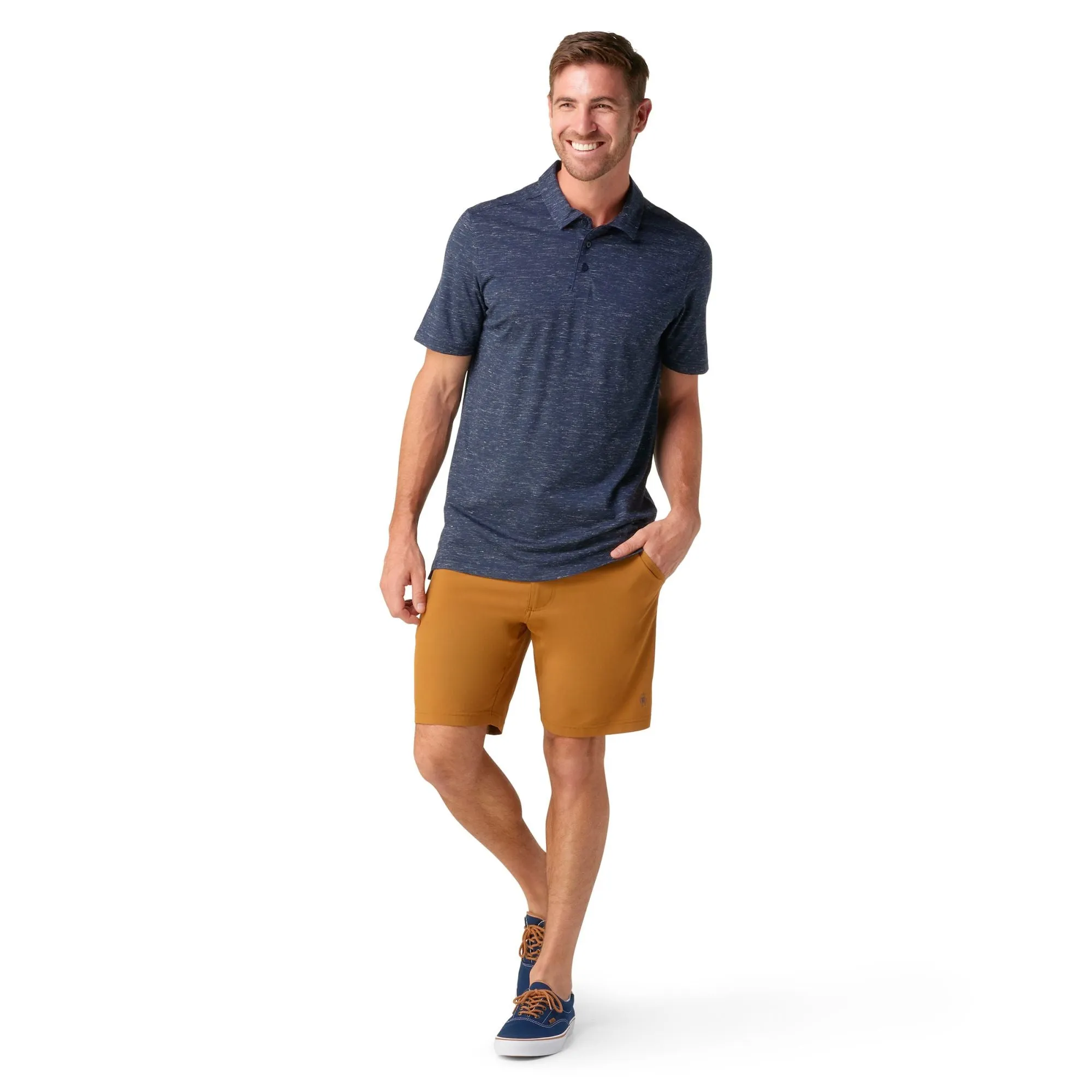 Men's Merino Hemp Blend Polo - Deep Navy Heather