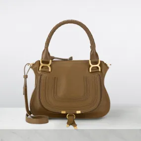 CHLOÉ Sustainable Marcie Small Leather Satchel Dark Khaki