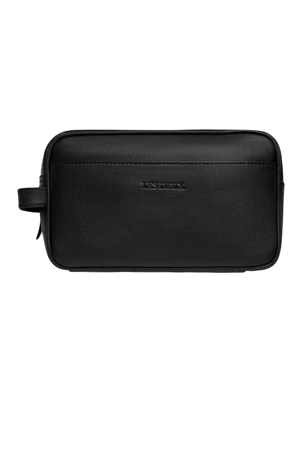 Leather Wash Bag Black