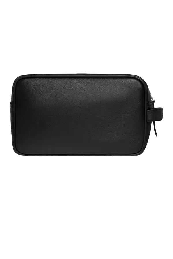 Leather Wash Bag Black