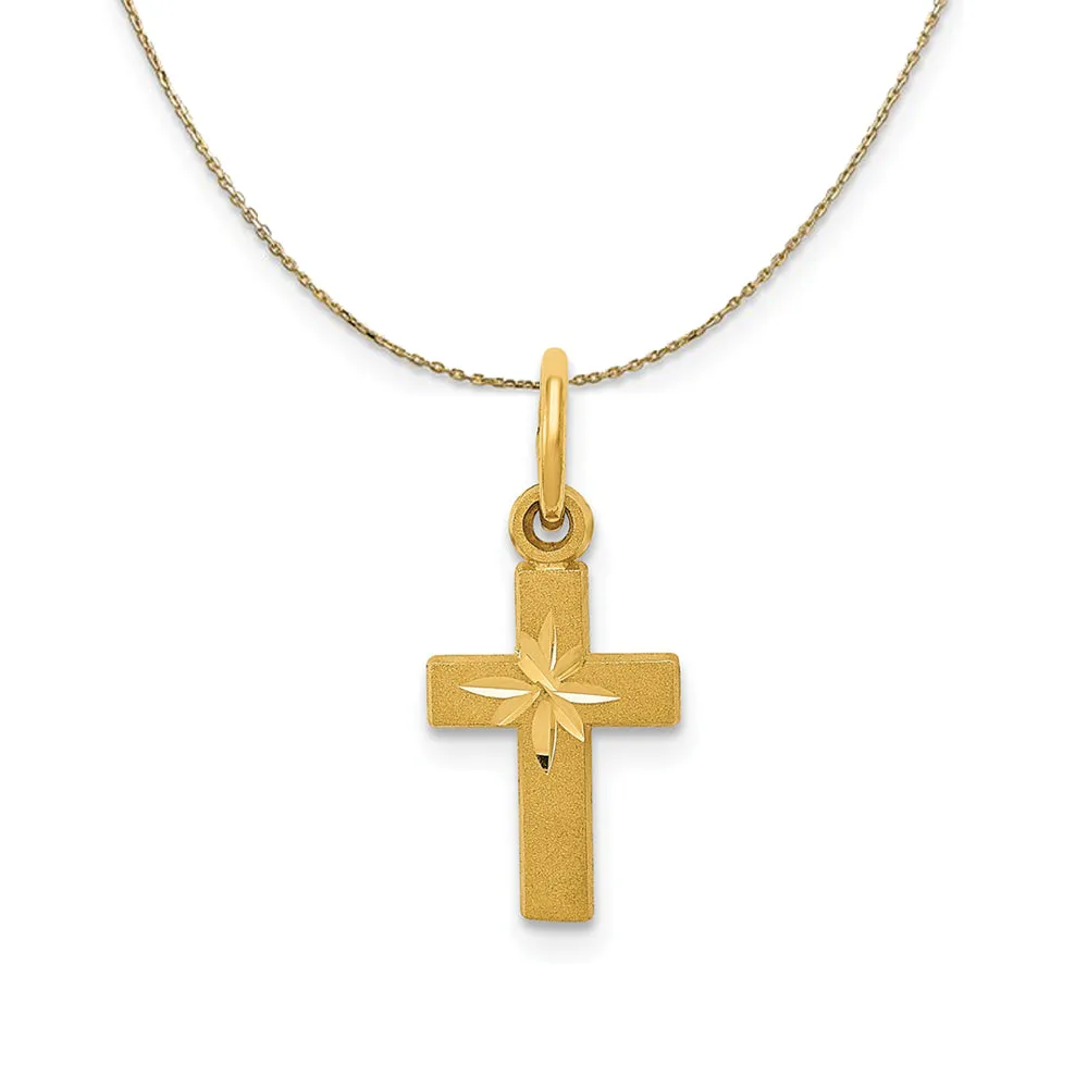 Yellow Gold Dainty Satin Cross Necklace