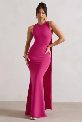 Dark Pink High Neck Sleeveless Maxi Dress