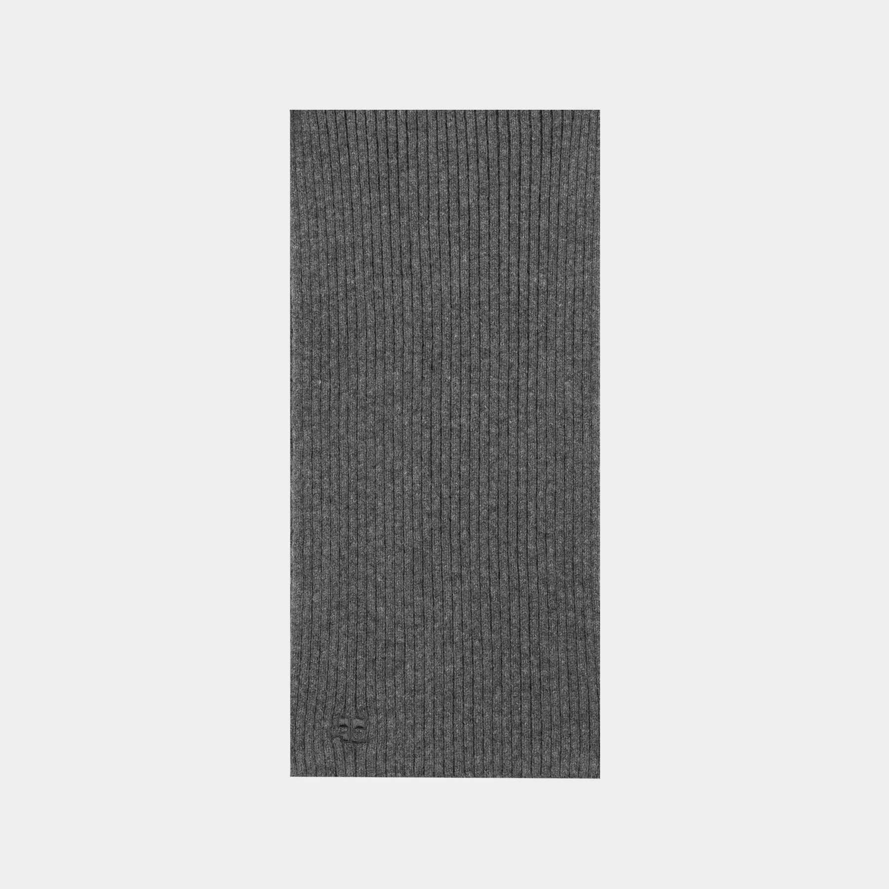 Designer Grey Wool Ribbed Scarf by Courreges